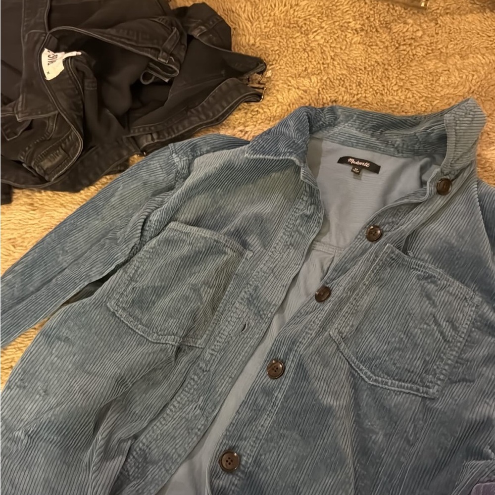 Blue Corduroy Shirt with Pockets